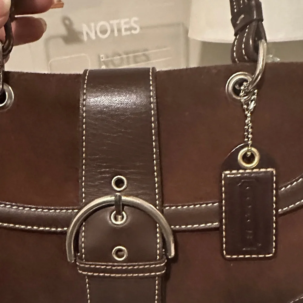 Coach Dark Brown Leather and Suede Briefcase